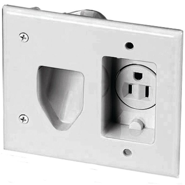 Eaton Wiring Devices 35MRW Cable Plate with Receptacle, 2 Gang, White 35MRW-SP-L